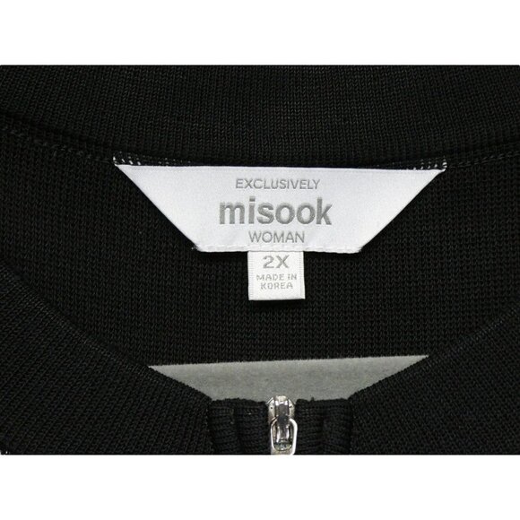 Exclusively Misook Woman Black Silver Stripe Zip Jacket Cardigan Acrylic Size 2X - Picture 5 of 12